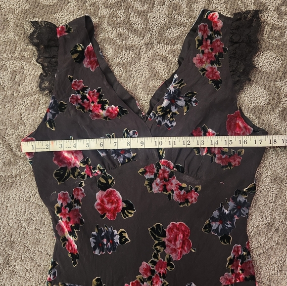 Anna Sui Lace-trimmed Floral-print Devoré-chiffon Midi Dress In Black - Picture 3 of 6